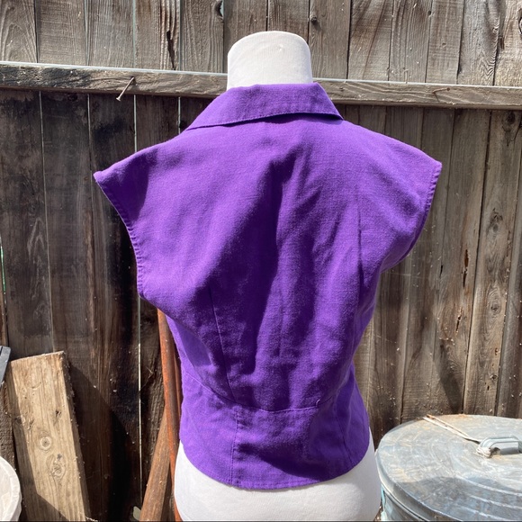 1970s Vintage Banjo Purple Western Tank Top Blouse - Picture 4 of 7